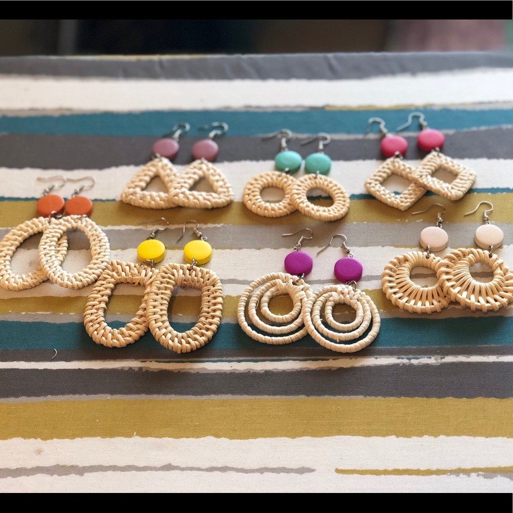 NWOT rattan earrings lightweight